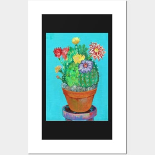 Flowers in a Vase, flowering Cactus Posters and Art